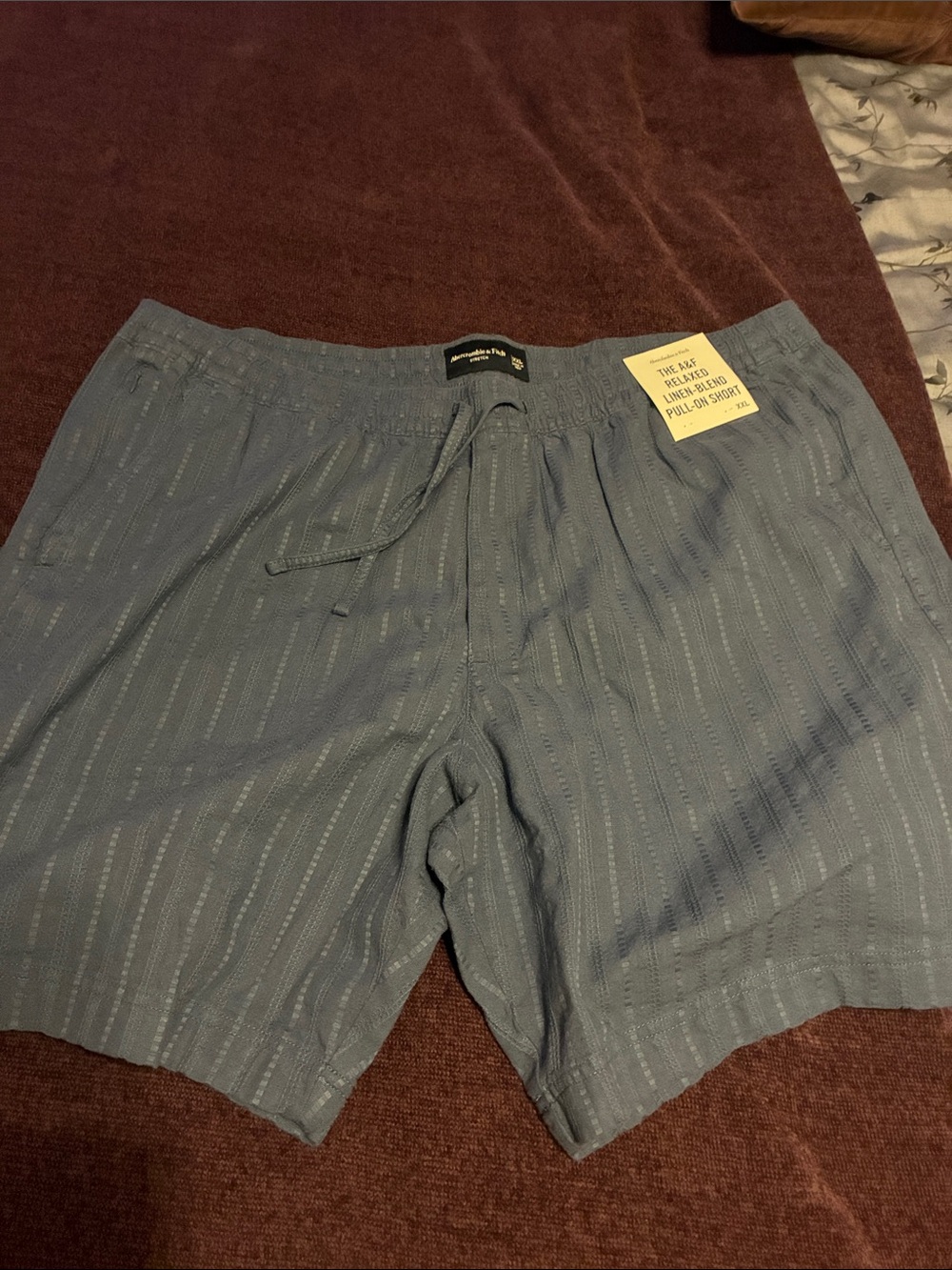 Abercrombie & Fitch Relaxed Linen-Blend Shorts in Blue
